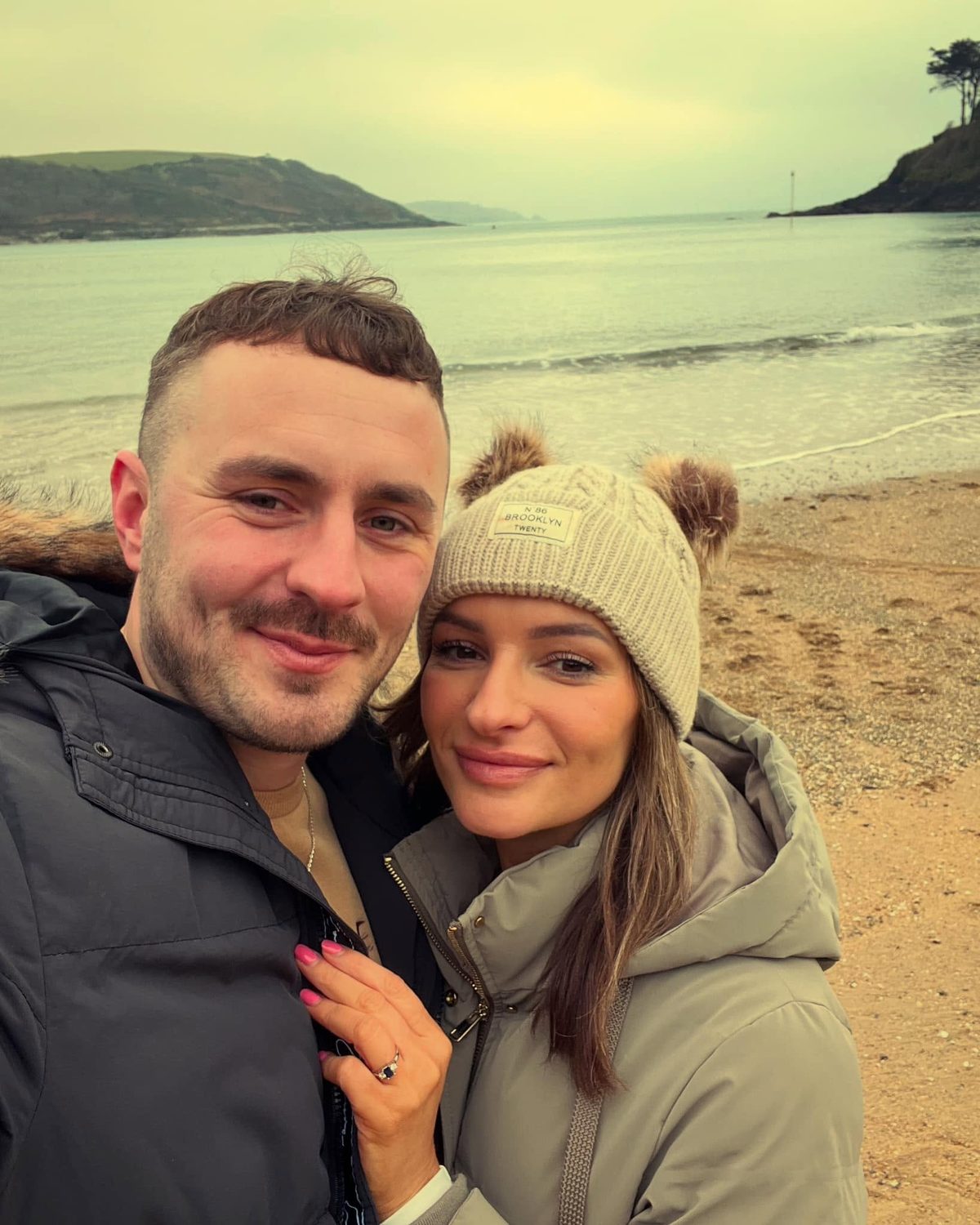 Daria and Joshua on South Sands Beach after getting engaged